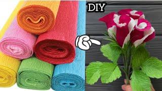 Waste Material Craft idea easy/craft using crepe  paper/rose flower diy/room decor ideas