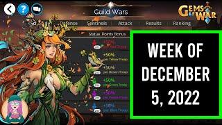 Gems of War -Guild Wars GREEN Attack Day for the Week of December 5, 2022