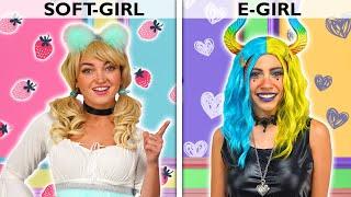 E-GIRL vs SOFT-GIRL. Cinderella, Maleficent, Ariel and Jasmine Transformation. Totally TV.