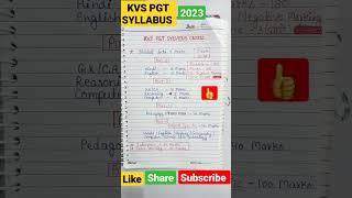 kvs pgt syllabus 2023||kvs pgt latest syllabus