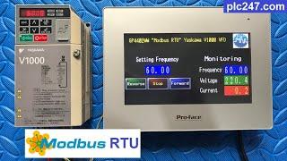 Proface HMI "Modbus RTU" Yaskawa V1000 VFD