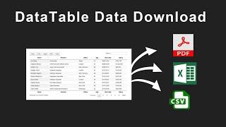 Data Table Export Table Data in PDF, Excel, CSV | DataTable JS Download Table Data