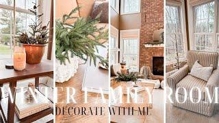 WINTER FAMILY ROOM DECORATE WITH ME | SIMPLE DECORATING IDEAS FOR WINTER