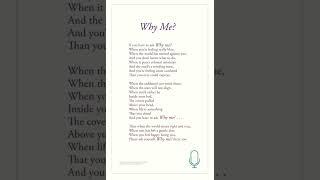 Why me? by  Barbara Vance |  Spoken Poetry | Voice-over: Jo