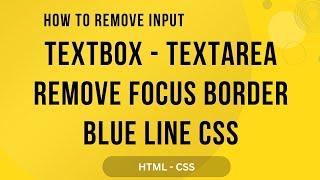 remove blue border on focus input textbox textarea html css