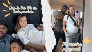 Day in the life as twin parents | 34 weeks pregnant!