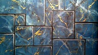 Blue Marble Block Stacking Motif !!  Blue Marble 3D Wall Motif