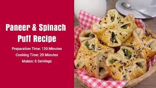 Paneer & Spinach Puff Recipe|Hungryfinger