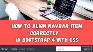 How to align Navbar Item correctly in Bootstrap 4 with css