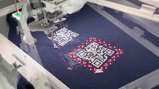 Digital QR code, GLOW ART embroidery