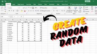 How to create Random Data in Excel @Datadeck @Exceltricks @excel