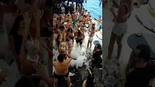 Russian the young People enjoying | Foam Party Boat Tour | Water Sports Antalya / Turkey