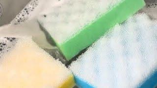 Sponge-squeezing ASMR with colorful Cleaners delivers ultimate relaxation || WooGlobe