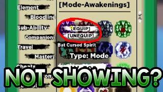 Bat Cursed Spirit Re-work Equip Options Not Showing? FIX (Shindo Life)