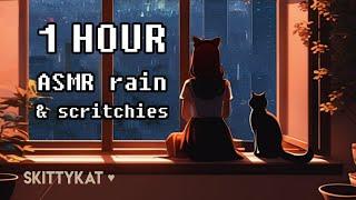 1 Hour Cozy Rain ASMR with many triggers! || TASCAM ear brushies, deep scritchies, finger flutters