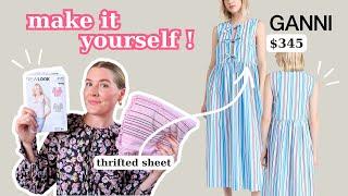 GANNI Tie Front Dress Tutorial | Beginner Sewing Tutorial | Sew A Long With Pattern | Thrift Flip