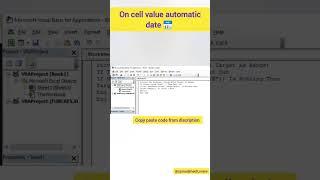 Automatic date on cell value add | excel | VBA | excel interview question #vba #date #custom #viral