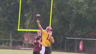 QB Sam Hartman talks his first preseason game, and a pair of legends visit training camp