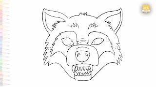 Wolf head mask drawings easy | Outline art | How to draw wolf mask step by step | #artjanag