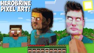 How to BUILD THE BEST HEROBRINE PIXEL ART in Minecraft ? PIXEL ART BATTLE !