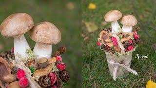 Coffee cup with mushrooms / Autumn craft / DIY Tsvoric