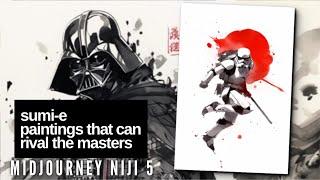 MidJourney Niji 5 Prompts for sumi-e paintings that can rival the masters