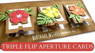 Triple Flip Aperture Card. Use ANY stamps | With matching envelope.