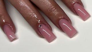 Short Solid Color Light Bling Acrylic Nails