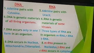 Difference between DNA and RNA