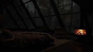 Attic with welcoming fireplace and rain in the forest for a quiet night's sleep 