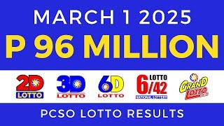 Lotto Result Today 9pm March 1 2025 PCSO