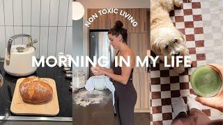 MORNING IN MY LIFE LIVING A CLEAN NON TOXIC LIFE | baking sourdough bread, non toxic skincare