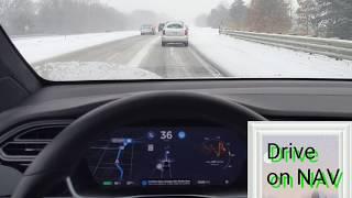 Drive on Nav in snow and poor lane visibility