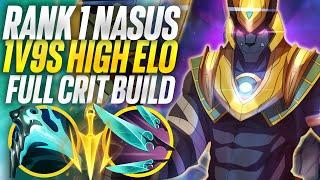 Rank 1 Nasus 1v9s High elo with FULL CRIT NASUS against camille toplane | League of Legends