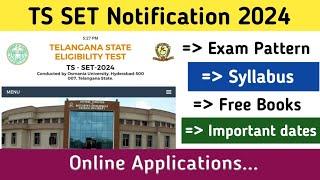TS SET Notification 2024 | Telangana State Eligibility Test Notification 2024 | TS SET Books