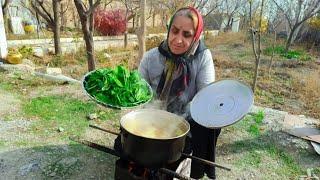 Cooking delicious and healthy food in the village.Daily village life.Cooking food with fire