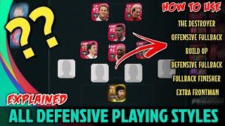 ALL DEFENSIVE PLAYING STYLES EXPLANATIONS WITH BASIC TIPS | DEFENDING TIPS | PES 2021 MOBILE