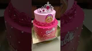 2 tire Barbie doll cake with crown.                         #barbiedollcakedesign