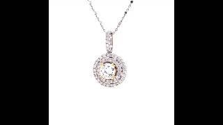 Towne Jewelers Custom 14K T/T Round White Diamond With Double Diamond Halo Fashion Pendant