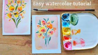 How to paint easy watercolor flowers for beginners watercolor tutorial