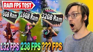 8GB vs 16GB vs 32GB RAM Comparison in Fortnite! *HUGE FPS BOOST* (Performance Mode Benchmark Test)