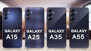 Samsung Galaxy A55 Vs Galaxy A35 Vs Galaxy A25 Vs Galaxy A15 Specs Review | Galaxy A Series 2024