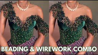 HOW TO BEAD & CREATE WIREWORK EMBELLISHMENT ON LUXURY DRESSES | Sequins, Cut beads & Crystal beads