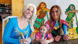 Frozen Elsa and Anna's Three Marker Challenge with Princess Butterfly!