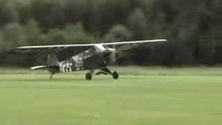 Piper L-4 forward slip, landing and high tail taxi