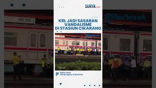 Waduh, KRL di Stasiun Cikarang Jadi Sasaran Vandalisme, Puluhan Petugas Sibuk Bersihkan Coretan