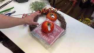 Let's use Styrofoam Pumpkins in a Fall Wreath!