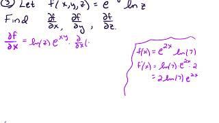 14.3 Partial derivative of a function of 3 variables (example 1)