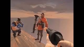 Soldier from tf2 falls off of tower meme