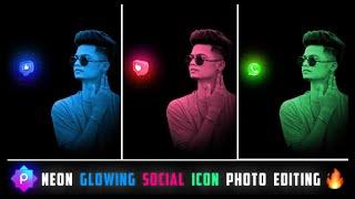 Neon Glowing Social Media Icons Photo Editing in Picsart || How to Edit Glowing Social Media Icons